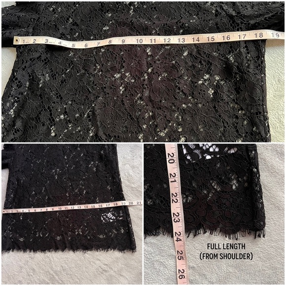 J. Crew Mockneck Floral Lace Eyelash Hem Bow Accent Top Black Sz 8 - Picture 15 of 15